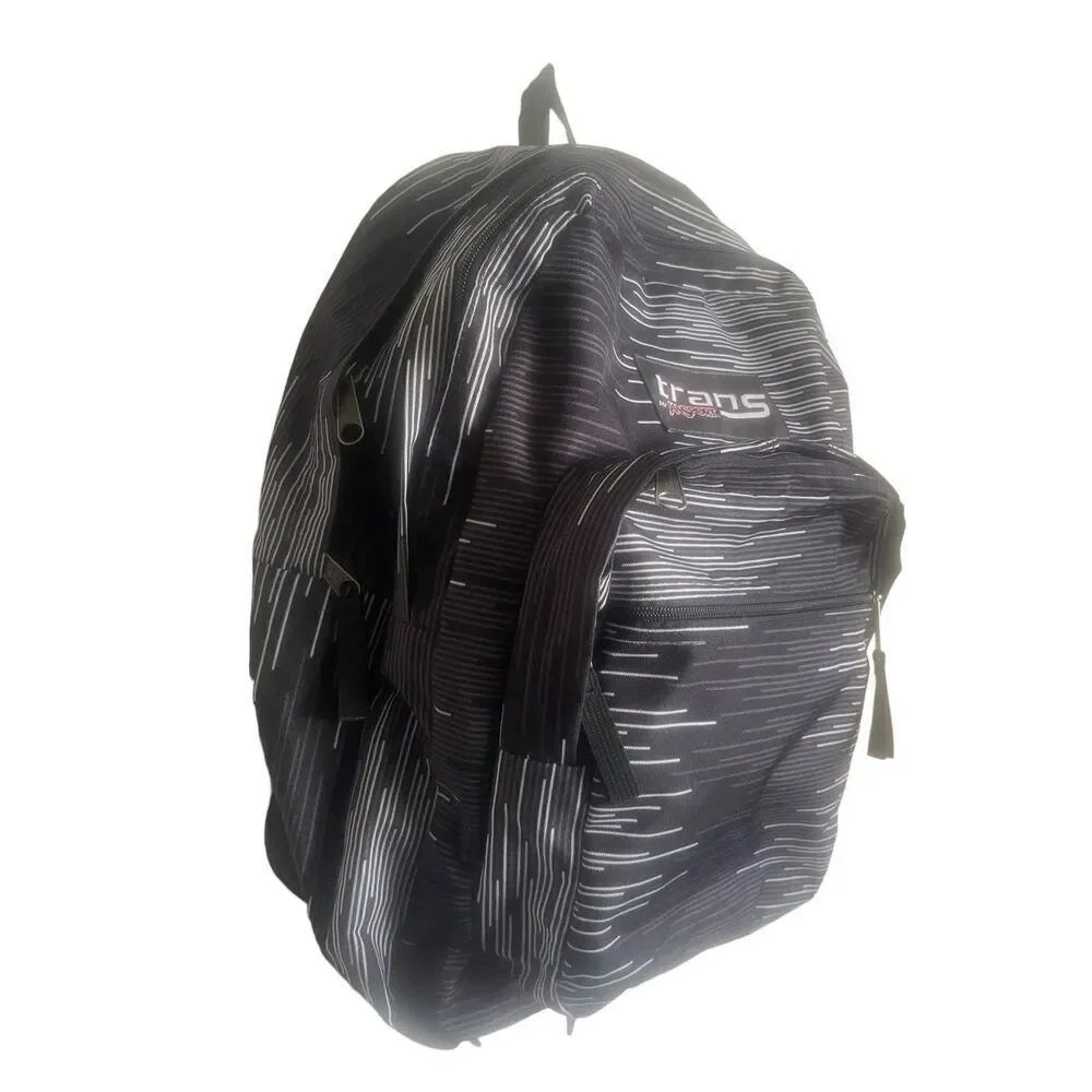 Jansport Unisex Black Striped Adjustable Shoulder Straps Trans Backpack